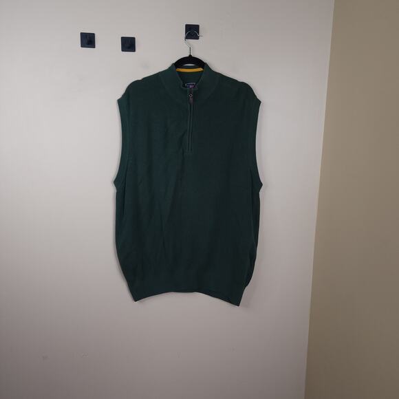T Harris London Quarter Zip Golf Sweater Vest in Green Size XL - Picture 1 of 7